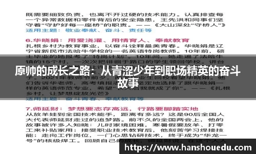 原帅的成长之路：从青涩少年到职场精英的奋斗故事